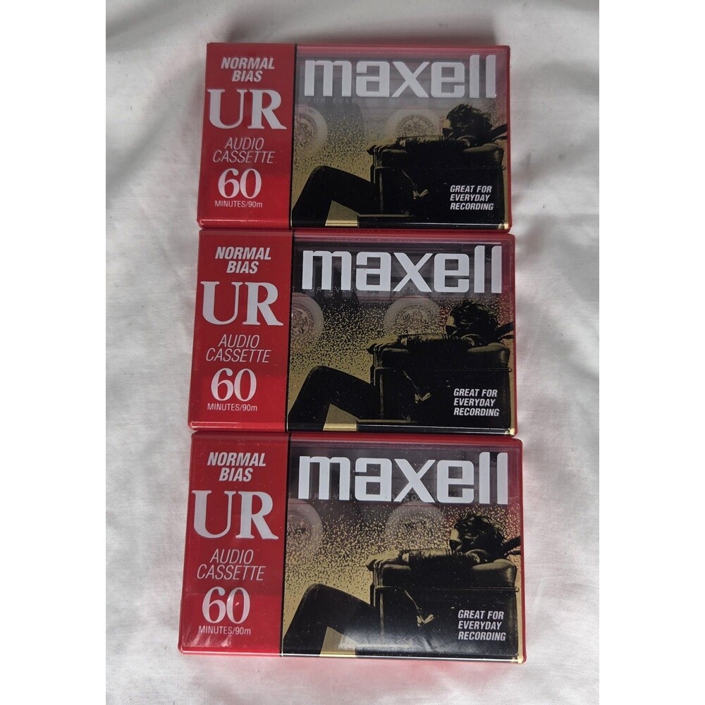 Maxell UR 60 Blank Audiocassettes Normal Bias Lot of 3 Brand New Sealed